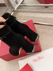 VIV' PODIUM BOOTIES IN BLACK SUEDE