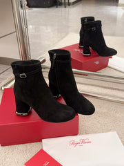 VIV' PODIUM BOOTIES IN BLACK SUEDE