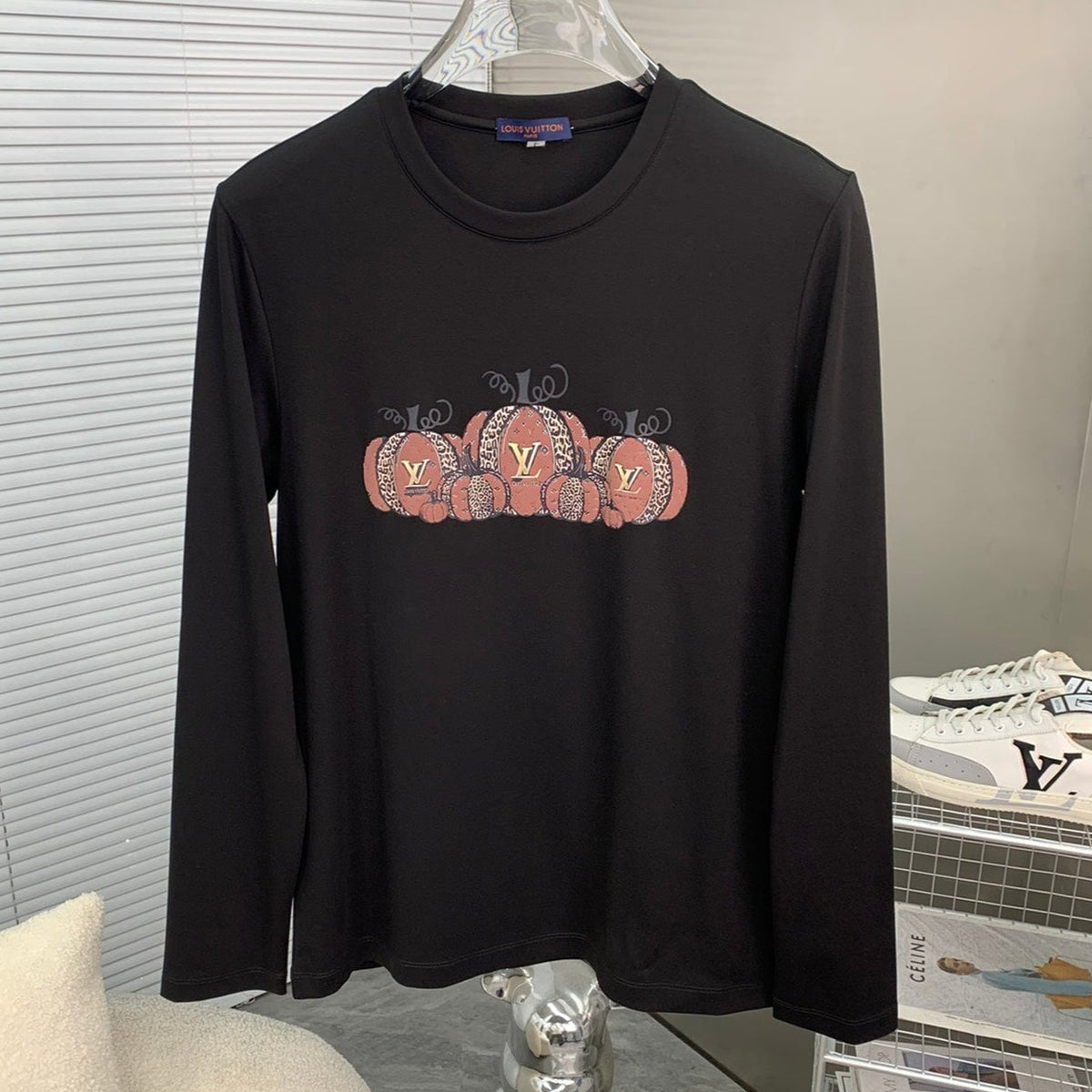 LONG-SLEEVE T-SHIRT BLACK COTTON 239578