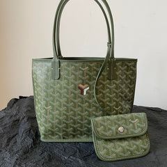 ANJOU MINI BAG 20 IN WOODLAND GREEN GOYARDINE CANVAS AND CALFSKIN
