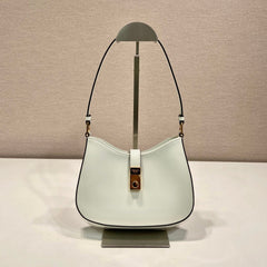 CLEO SHOULDER BAG 22 IN WHITE BRUSHED LAMBSKIN WITH CLASP CLOSURE