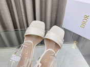 DWAY HIGH HEEL EMBROIDERED SANDAL WHITE CALFSKIN 95 MM