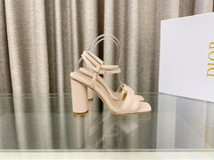 DWAY HIGH HEEL EMBROIDERED SANDAL LIGHT PINK CALFSKIN 95 MM