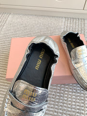 NAPPA LOAFERS IN SILVER METALLIC LAMBSKIN