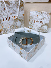 DIOR 25S BELT 30 MM IN SLATE BLUE CALFSKIN 586580