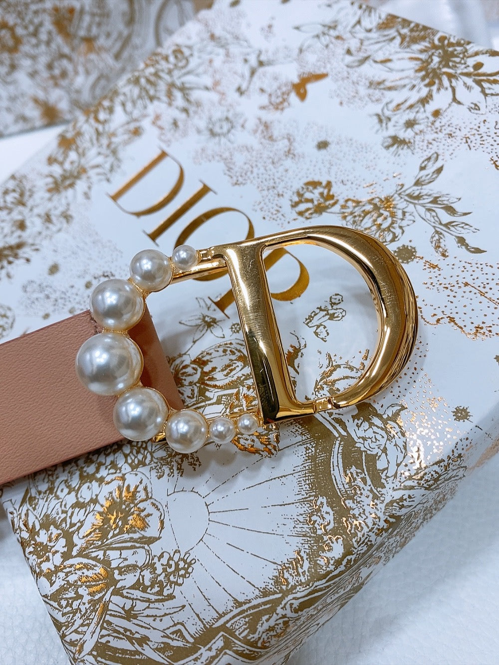 DIOR 25S BELT 30 MM IN DUSTY PINK CALFSKIN 586581