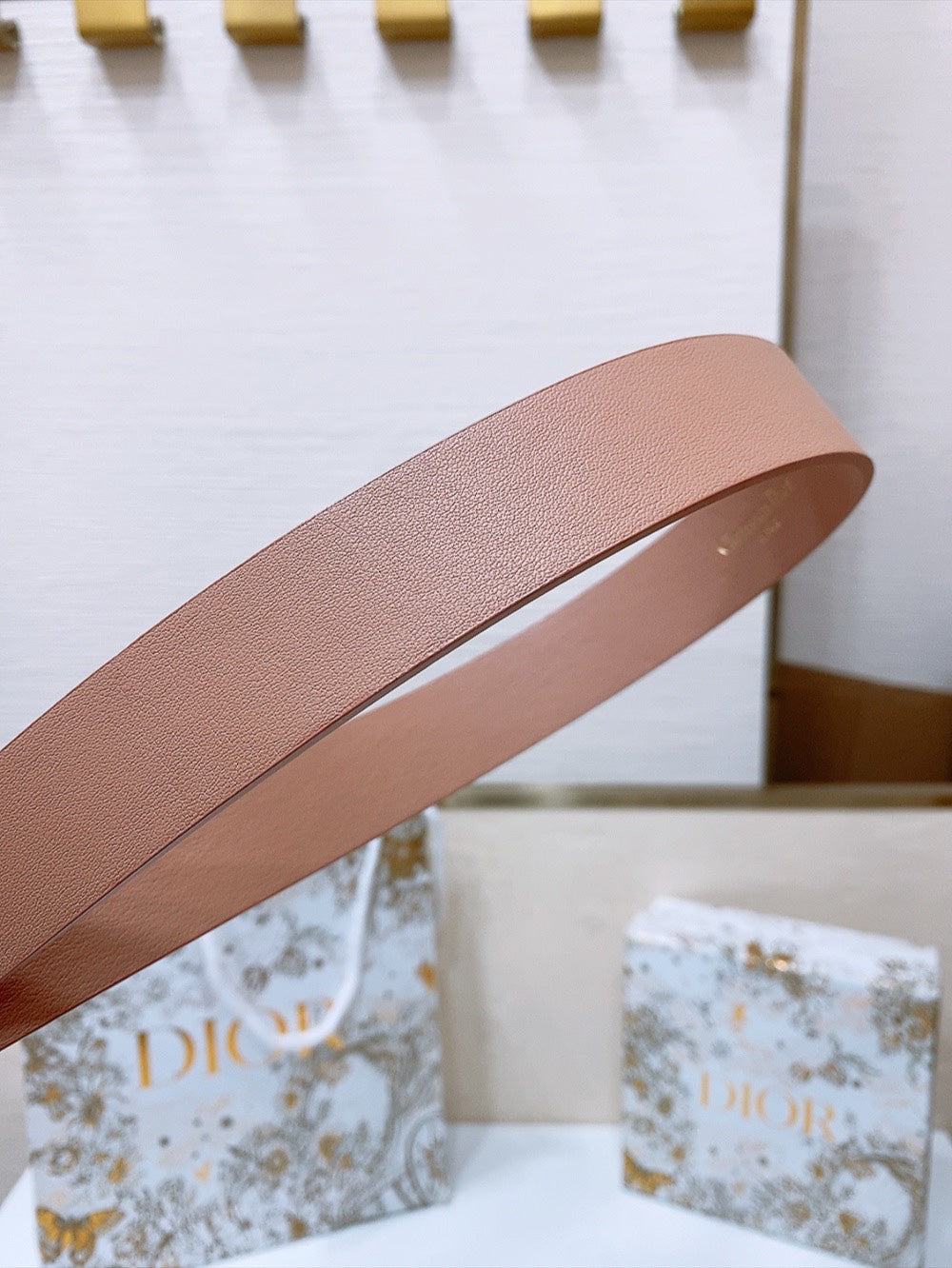 DIOR 25S BELT 30 MM IN DUSTY PINK CALFSKIN 586581