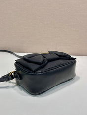 BOW BAG 18 IN BLACK RE-NYLON AND LAMBSKIN