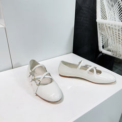LES BALLERINES CELINE BABIES IN WHITE PATENT CALFSKIN
