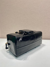 LARGE RECTANGULAR BAG 30 IN BLACK OIL WAX LAMBSKIN GOLD HARDWARE