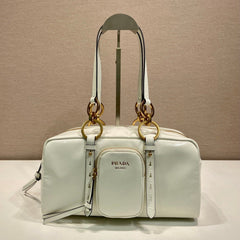 LARGE RECTANGULAR BAG 30 IN WHITE OIL WAX LAMBSKIN GOLD HARDWARE
