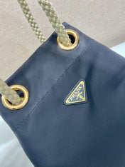 BUCKET BAG 28 IN BLACK RE-NYLON GOLD LOGO