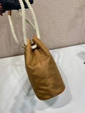 BUCKET BAG 28 IN SEPIA BROWN RE-NYLON GOLD LOGO