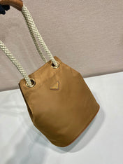 BUCKET BAG 28 IN SEPIA BROWN RE-NYLON GOLD LOGO