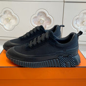 BOUNCING SNEAKER IN BLACK GRAPHIC MESH AND CALFSKIN