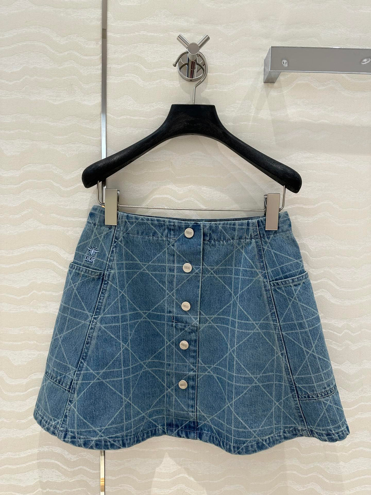 DIOR RETRO WASHED PLARETRO WASHED PLAID DENIM MINI SKIRT