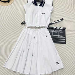 Miu sleeveless vest skirt suit