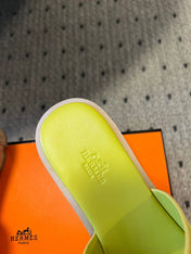 EZE SANDAL 85 MM IN NEON YELLOW CALFSKIN