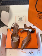 KLEO HIGH SLINGBACK IN BRONZE BROWN CALFSKIN