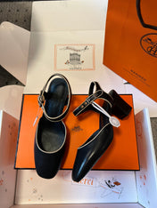 KLEO HIGH SLINGBACK IN BLACK CALFSKIN