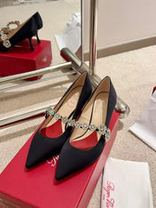 EFFLORESCENCE MARY JANE PUMPS IN BLACK SILK