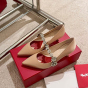 EFFLORESCENCE MARY JANE PUMPS IN TAN BEIGE SILK