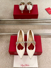 EFFLORESCENCE MARY JANE PUMPS IN WHITE SILK