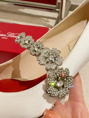 EFFLORESCENCE MARY JANE PUMPS IN WHITE SILK