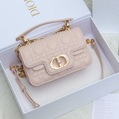 JOLIE TOP HANDLE BAG 19 IN PALE PINK CANNAGE CALFSKIN