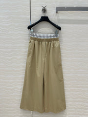 Loewe Wide-leg Straight Pants Beige Cotton