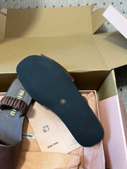 RUCHES SANDALS IN DARK BROWN LAMBSKIN