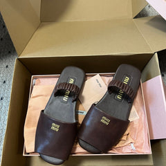 RUCHES SANDALS IN DARK BROWN LAMBSKIN