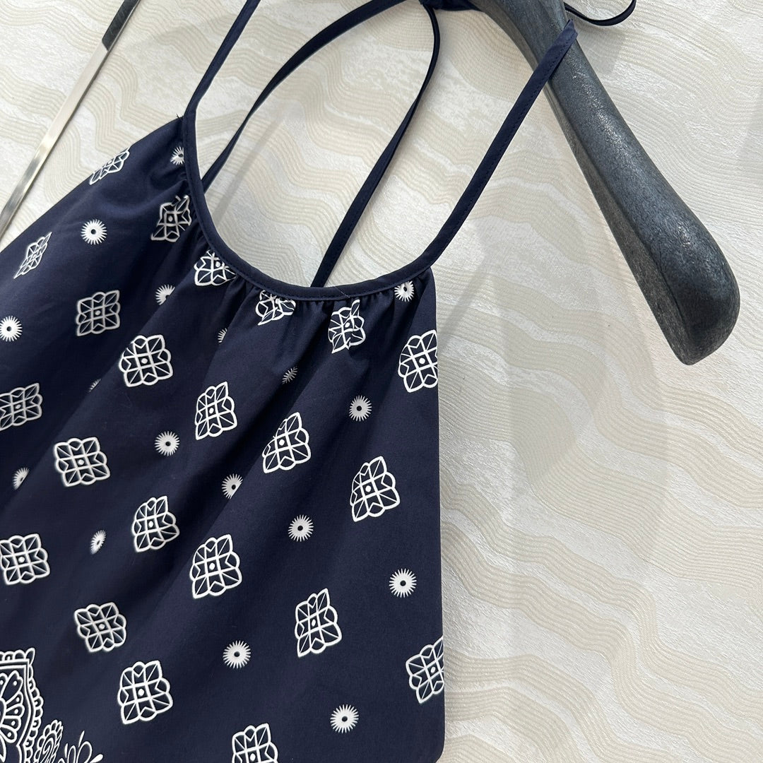 MIUMIU MIDNIGHT BLUE STRAPPY BACK TOP