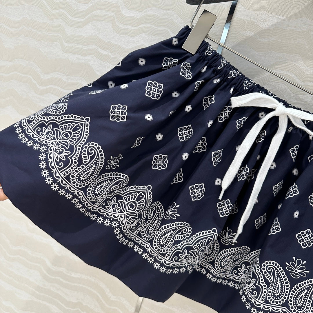 MIUMIU MIDNIGHT BLUE PLEATED MIDI SKIRT