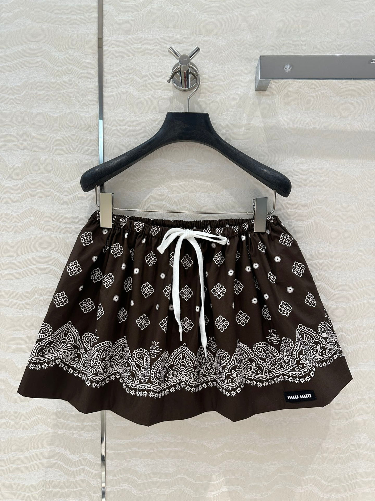 MIUMIU EARTH BROWN PLEATED MIDI SKIRT