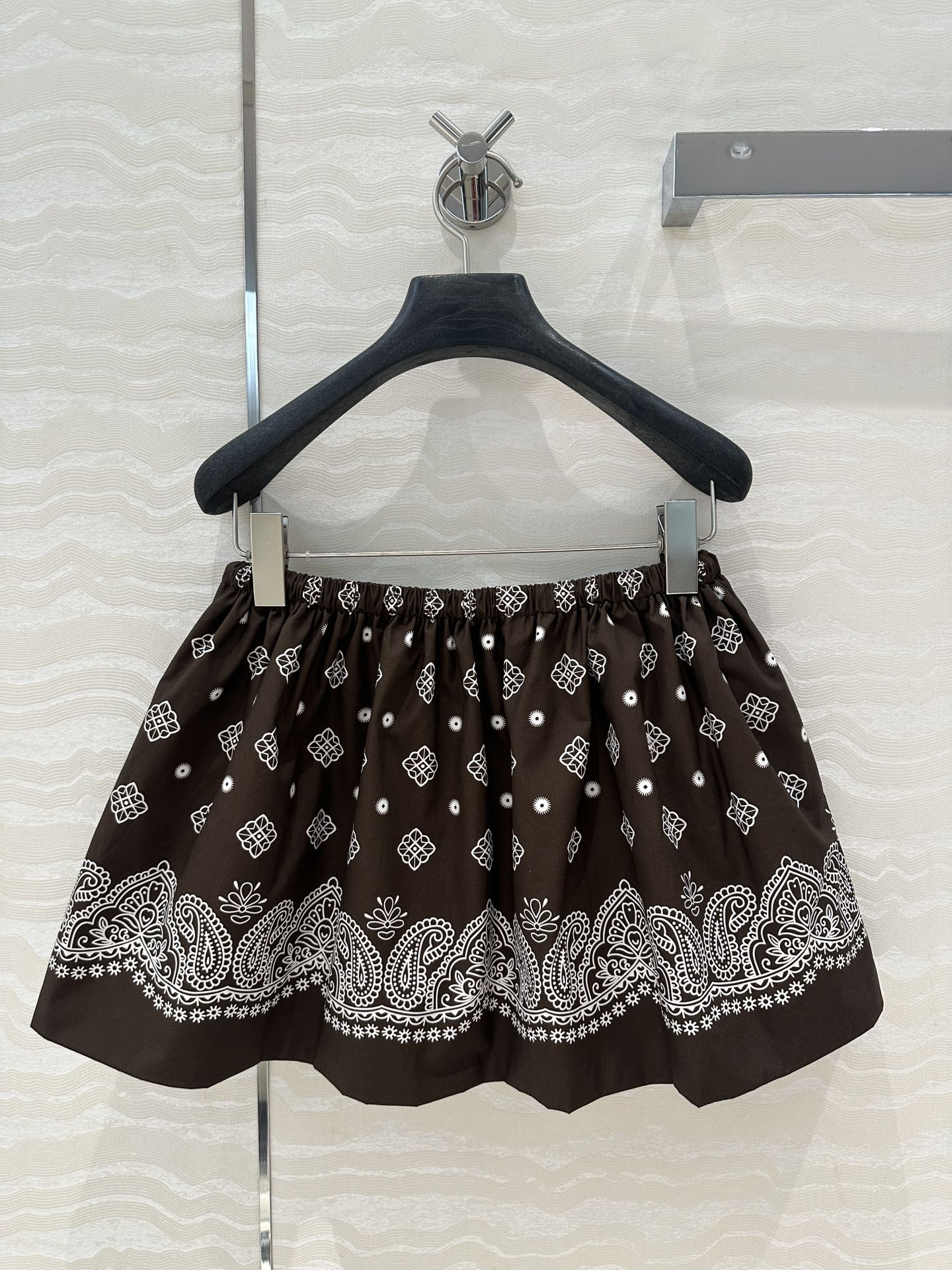 MIUMIU EARTH BROWN PLEATED MIDI SKIRT