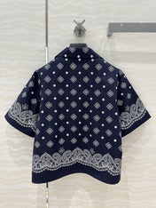 MIUMIU MIDNIGHT BLUE SHORT-SLEEVE SHIRT 261480