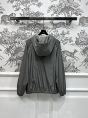 MIU 25S HOODED JACKET GREY IN NYLON 263131