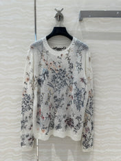 DIOR PREMIUM WHITE KNIT SWEATER WITH PATTERN