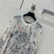 DIOR PREMIUM WHITE KNIT SWEATER WITH PATTERN