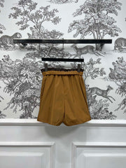 MIU 25S HIGH WAIST SHORTS BROWN IN NYLON 263021