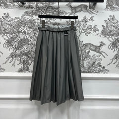 MIU 25S PLEASED SKIRT GREY IN NYLON 263129