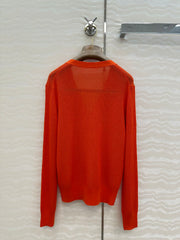 LP RED ORANGE V-NECK KNIT CARDIGAN