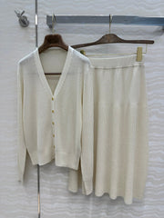 LP CREAM KNIT MIDI SKIRT