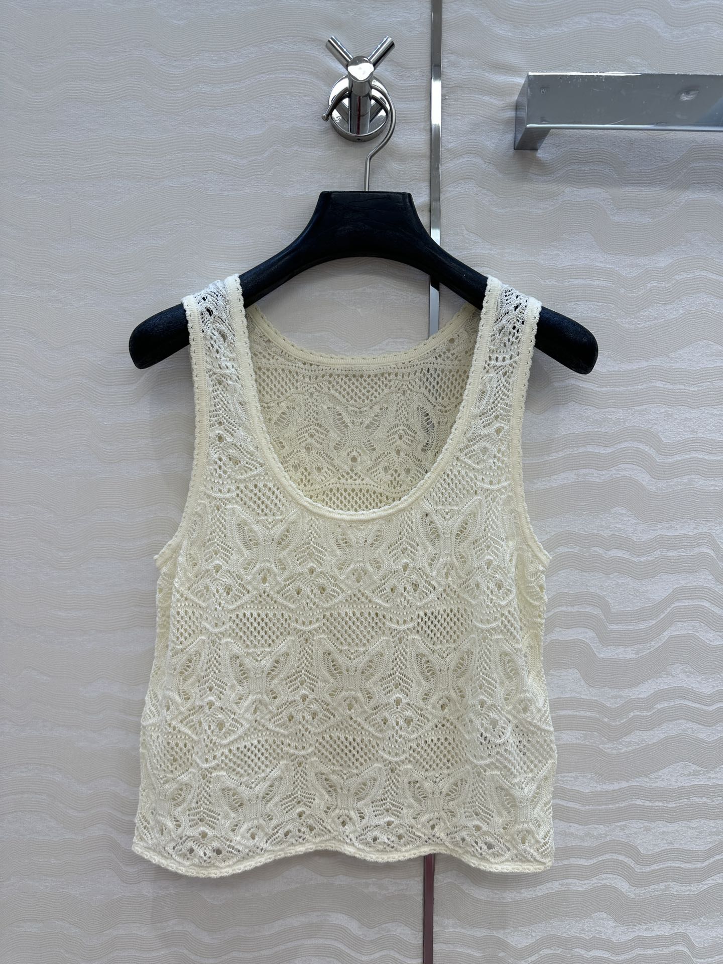 DIOR CREAM EMBOSSED LACE TANK