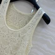 DIOR CREAM EMBOSSED LACE TANK