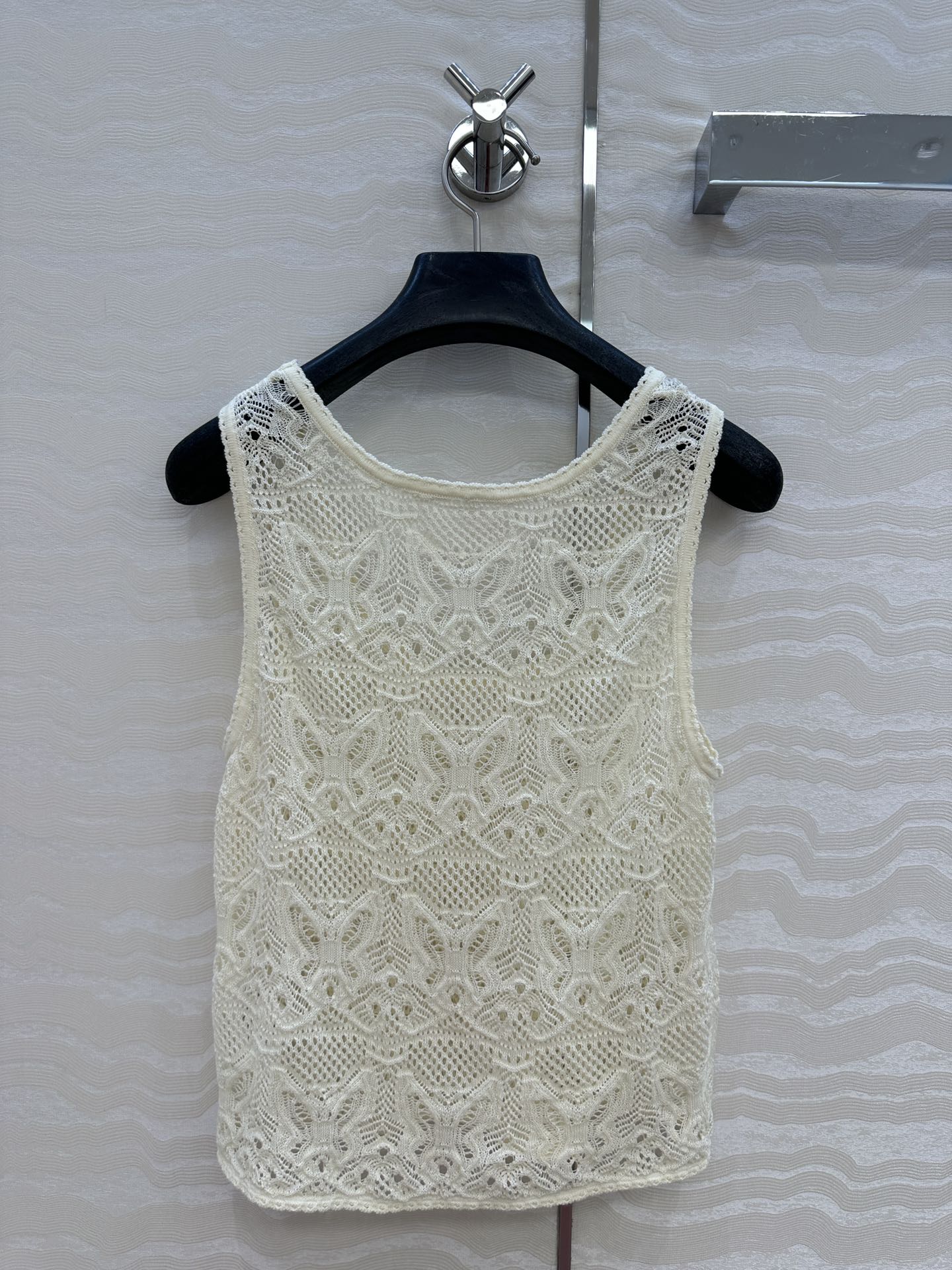 DIOR CREAM EMBOSSED LACE TANK