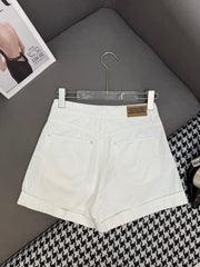 DIOR WHITE CUFFED DENIM SHORTS