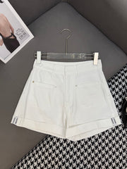 DIOR WHITE CUFFED DENIM SHORTS