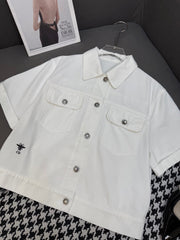 DIOR WHITE SHORT-SLEEVE DENIM JACKET